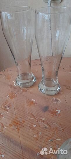 Стаканы для пива, высокие, стекло