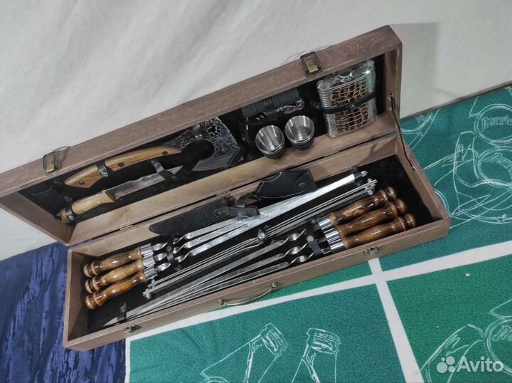 Шашлычный набор подарочный шампура в кейсах