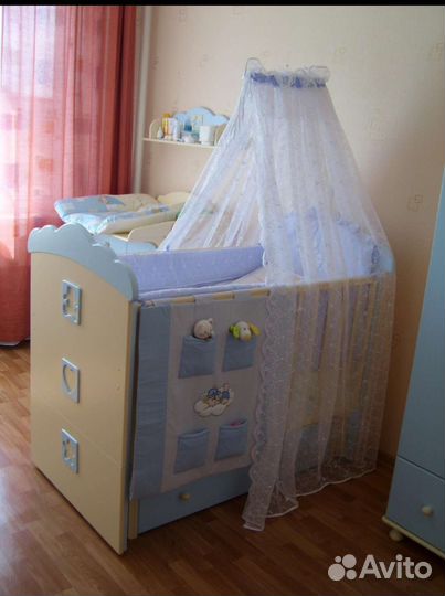 Детская кроватка Puffa голубая