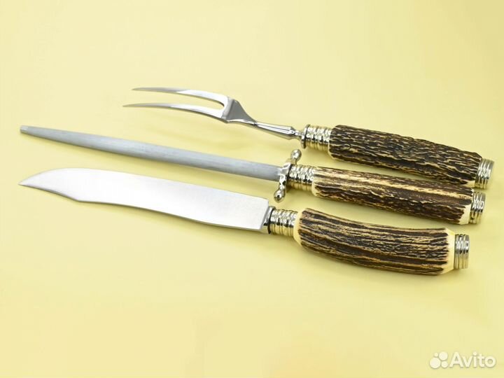 Нож вилка мусат олений рог Золинген Германия