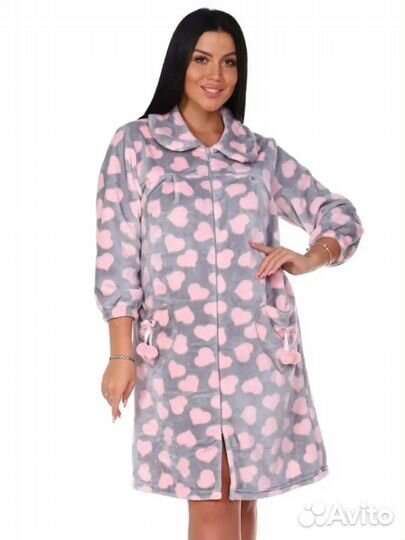Халат велюровый женский 48 на молнии