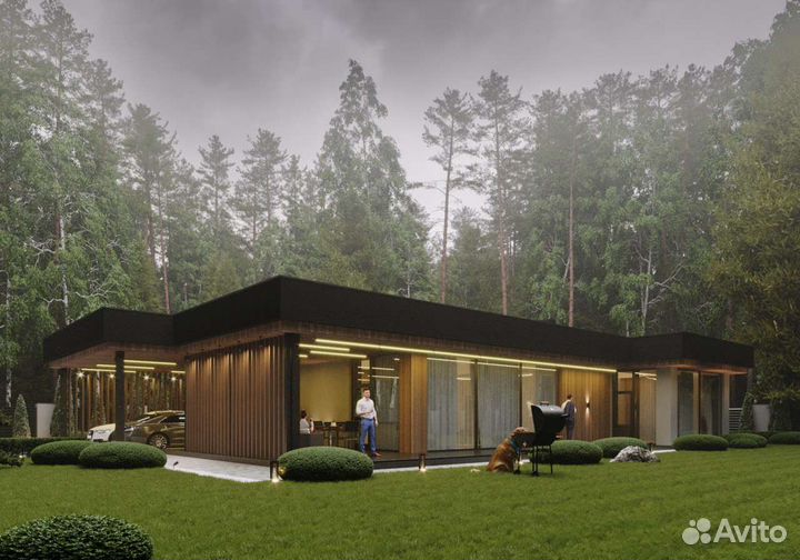 Готовый проект дома 153 метра с плоской кровлей