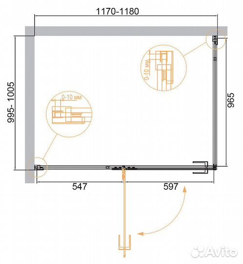 Душ. уголок Cezares Черный bellagio-ah-1-120/100