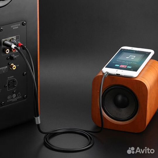 Шнур 3,5Дж-2RCA 1.5м (шт/шт) (Hoco UPA10) Cерый