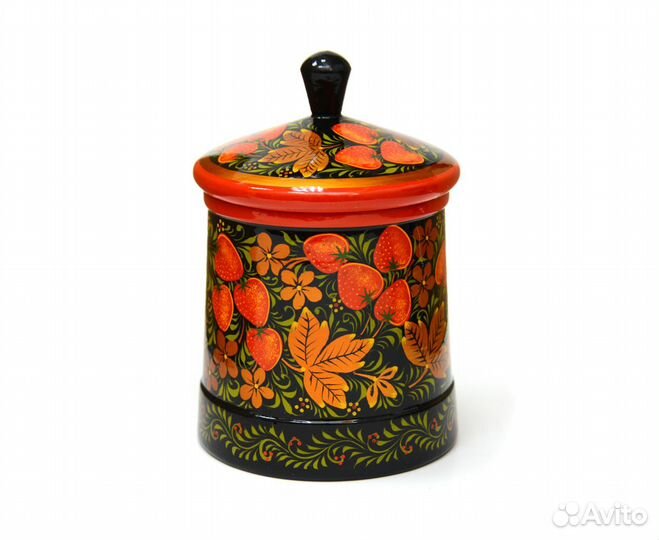 Емкость деревянная с хохломской росписью 