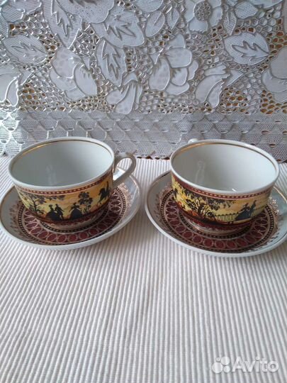 Редкая чайная пара из сервиза Прогулка Пролетарий