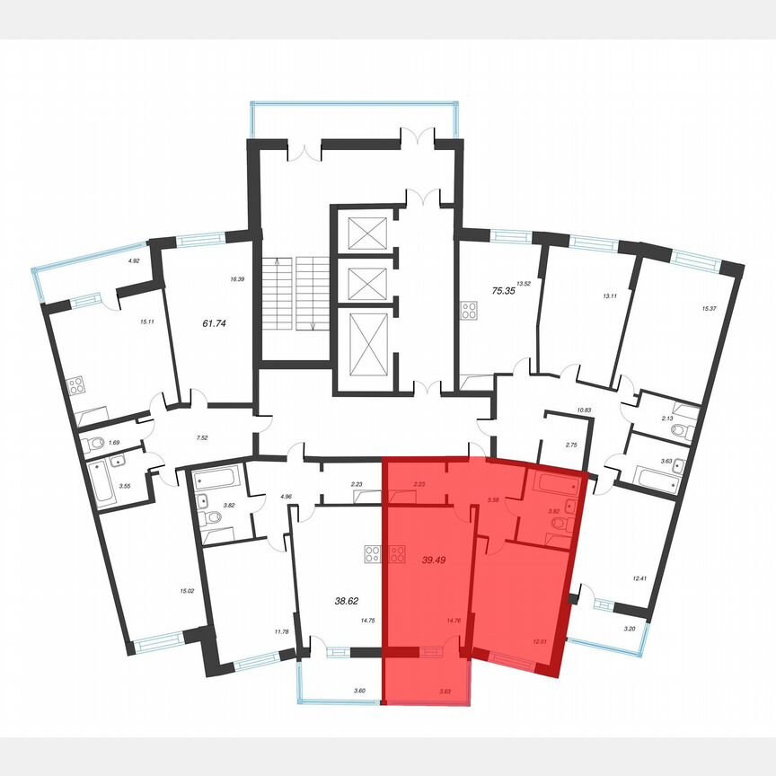 1-к. квартира, 42 м², 8/22 эт.