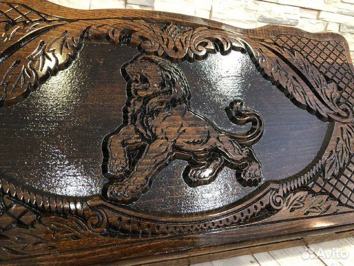 Нарды резные Слон Лев Герб РФ