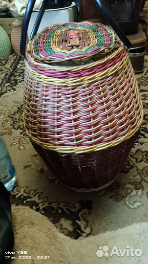 Корзина плетеная круглая большая