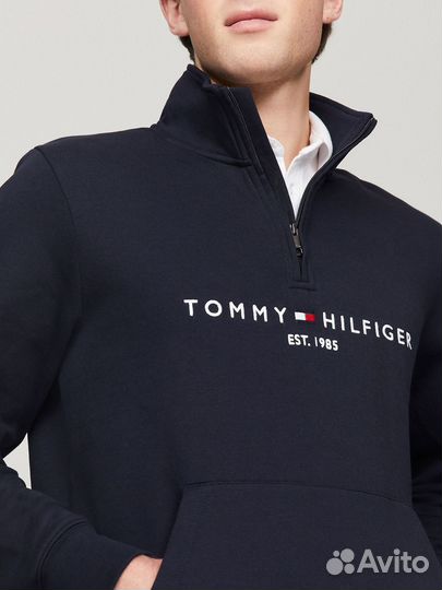 Свитшот Tommy Hilfiger Tommy Logo Quater-Zip Navy