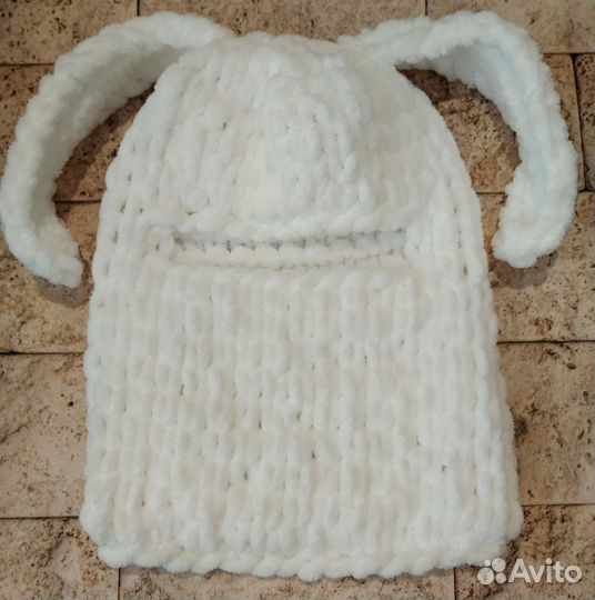 Шапка балаклава с ушками Ализе пуффи файн