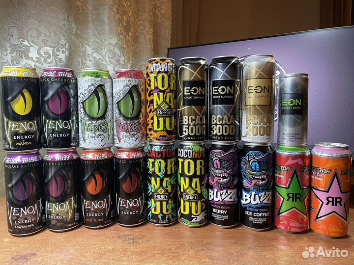 Банки от энергетиков Venom, Tornado, ION, Buzz