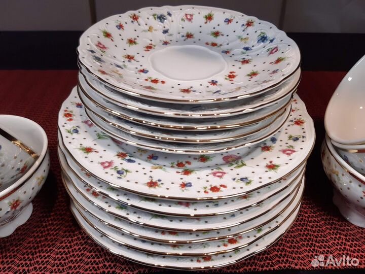 Тарелки и чайн.пары Bernadotte Чехия. Отд.платина