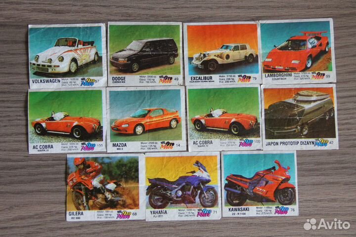 Вкладыши от жвачки Bombibom Oto Moto Bubble Gum