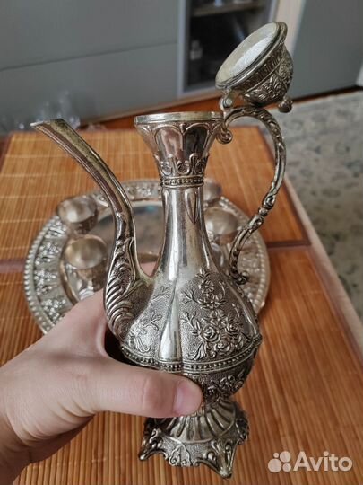 Коньячный набор кувшин паднос стопки хром