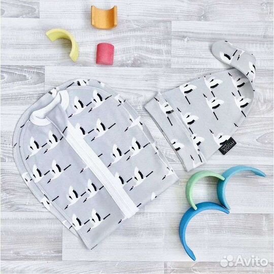 Новый комплект пеленальный кокон+шапочка