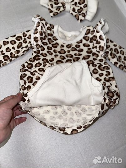 Леопардовое Платье боди для девочки 68