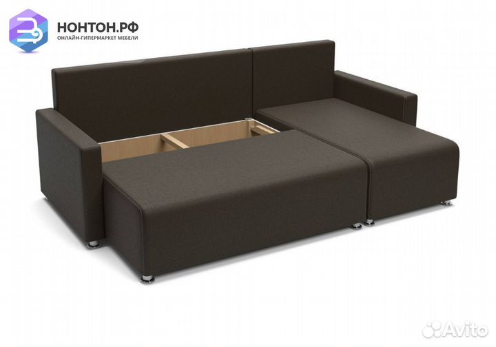 Диван угловой еврокнижка Челси 2 коричневый