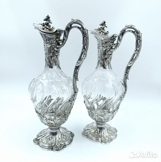 Парные графины Серебро и Хрусталь Франция