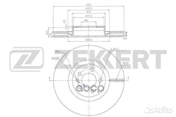 Диск торм. перед. VW Polo VI 17- bs-6504 Zekkert