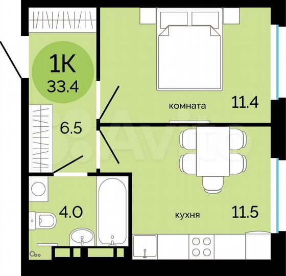 1-к. квартира, 33,4 м², 13/17 эт.