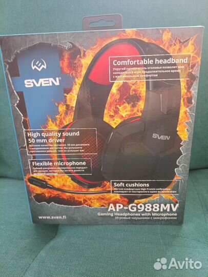 Проводная гарнитура sven AP-G988MV черный