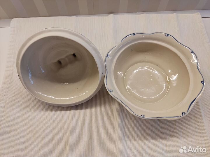 Вазочка с крышкой, масленка Гжель