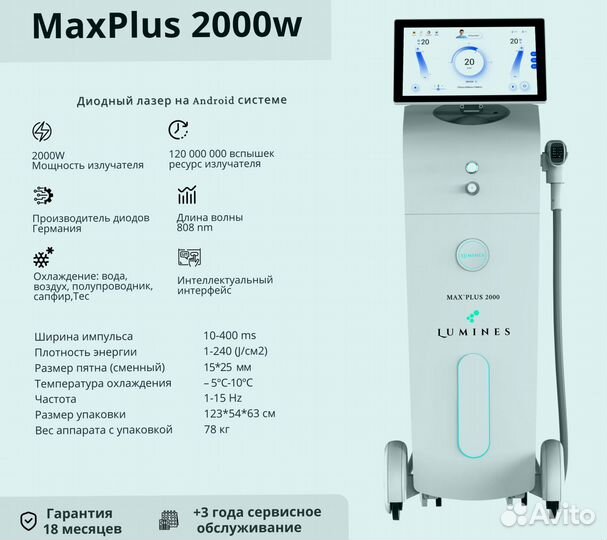 Диодный лазер для эпиляции Люминес. MaxPlus 2000