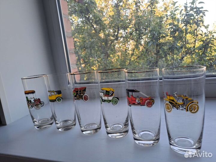 Стакан ретро Автомобили. Богемское стекло