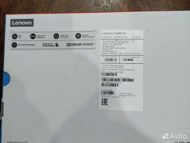 Планшет lenovo tab 4 10
