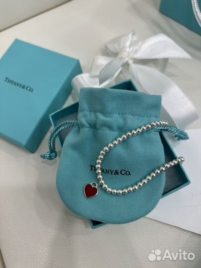 Tiffany браслет Red Mini Heart Bead