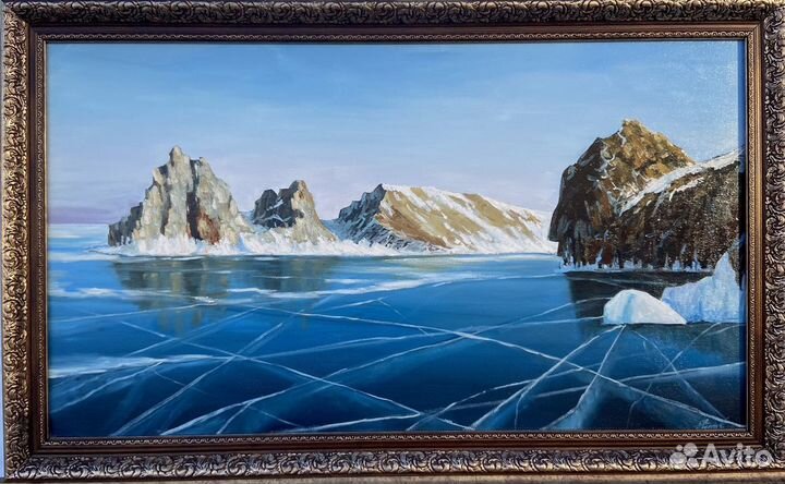 Ольхон.Картина маслом на холсте зимний байкал