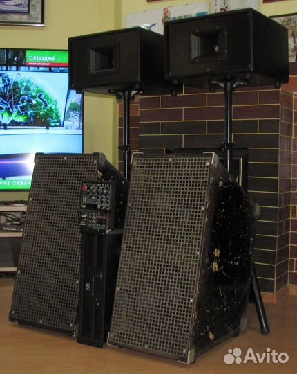 Колонки FA 4200W Рупоры Сабы Усилок Микшер Штативы