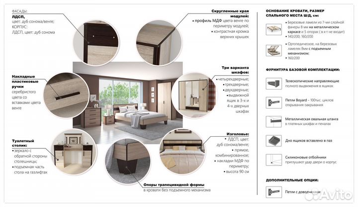 Распашной шкаф Эшли 3дв Венге/сонома