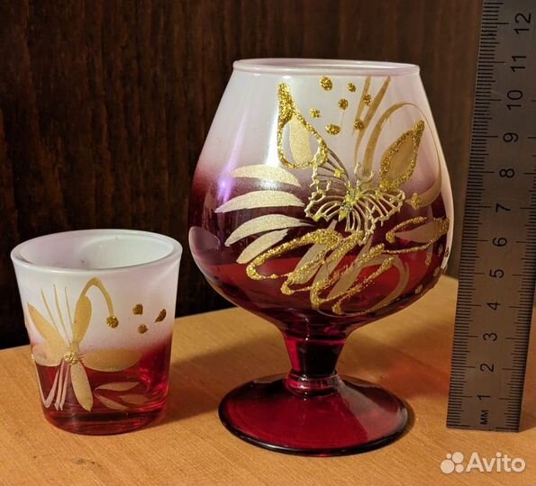 Рубиновое стекло СССР подснежники