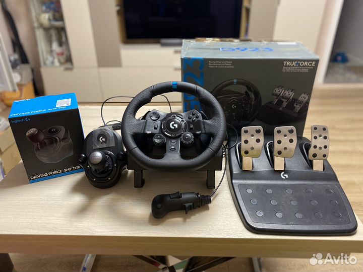 Игровой руль logitech g923 + кпп + ручка MAN