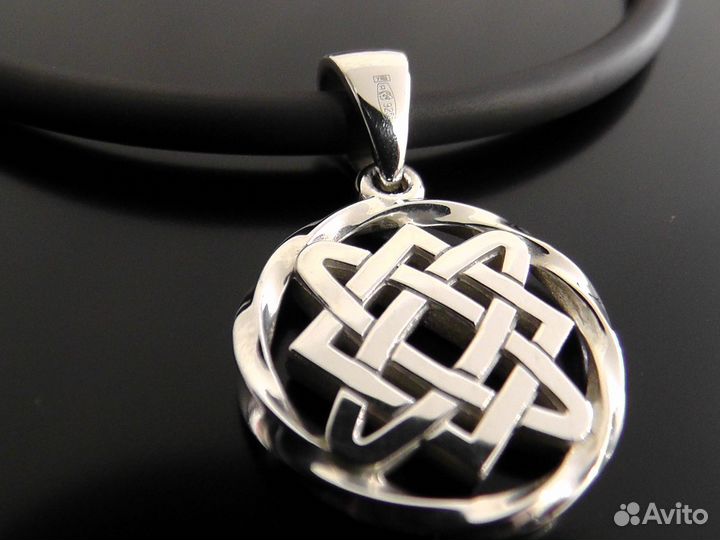 Серебряная подвеска, 925 проба на каучуковом шнуре