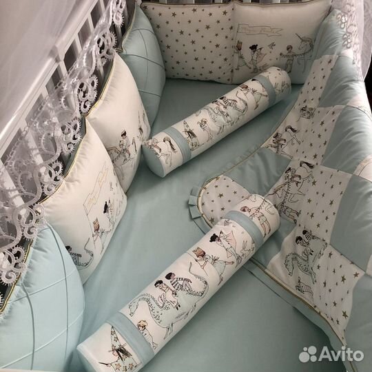 Бортики в кроватку новые, одеялко конверт