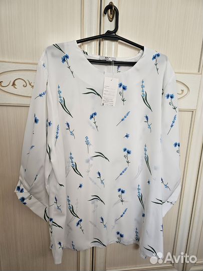 Летняя блузка с цветочным принтом больших размеров