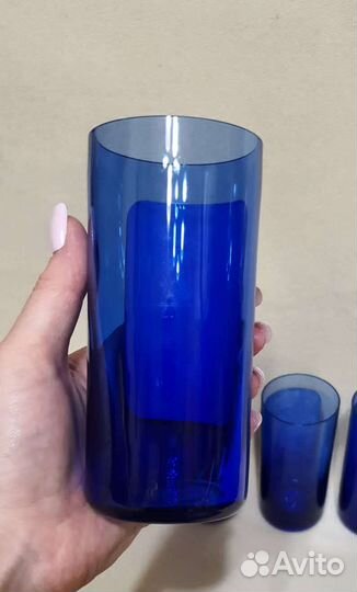 Набор стаканов Гдр, синее стекло