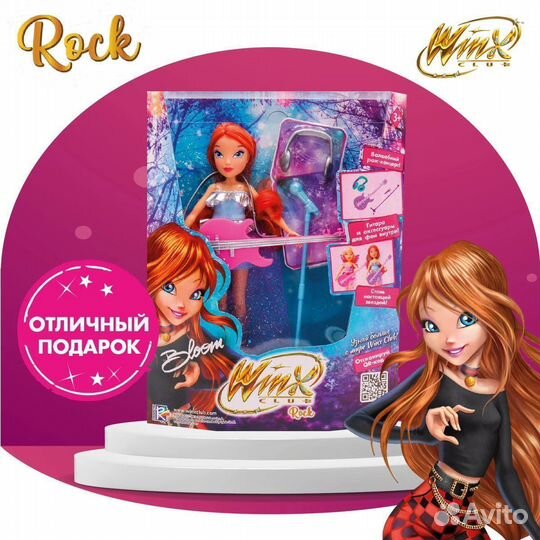 Шарнирная кукла Winx Club Rock Блум с крыльями и а