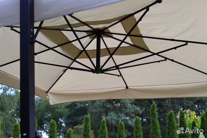 Металлический зонт. Уличный зонт 3х3. Боковой зонт