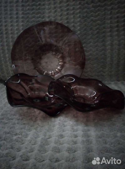 Фруктовница вазочка винтаж цветное стекло