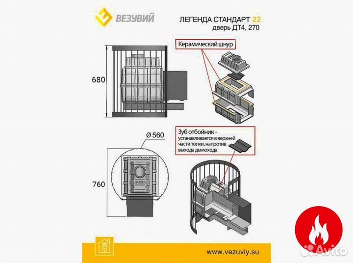 Печь для бани везувий легенда стандарт 22 (дт-4с)