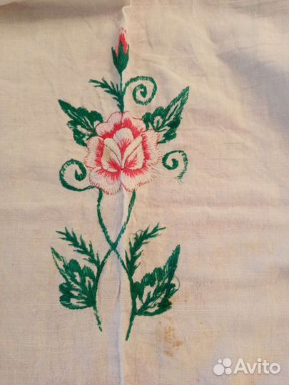 Винтажная наволочка льняная с вышивкой