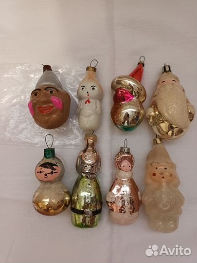 Елочные игрушки СССР снегурочка пожарный дудочник