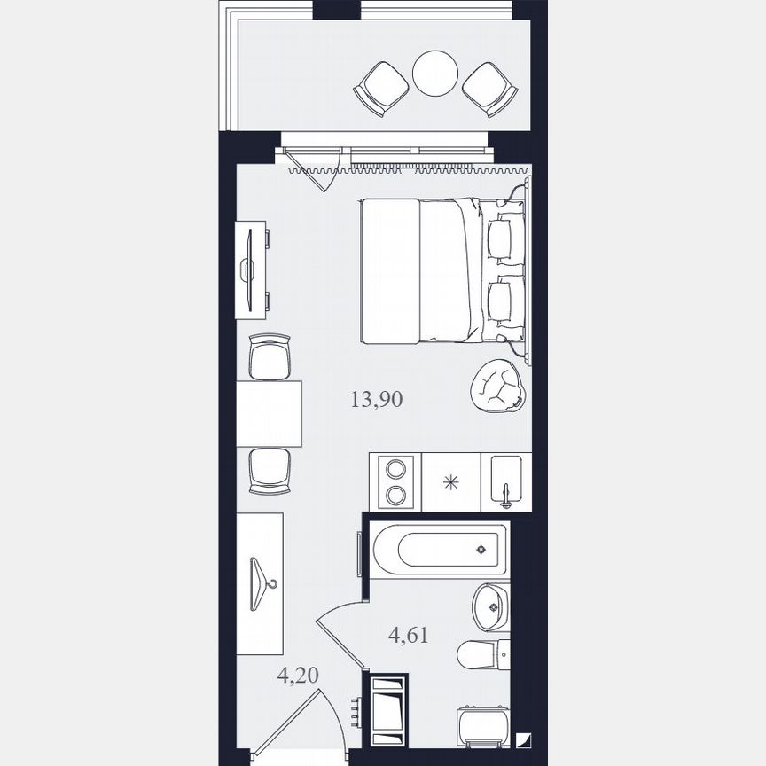 Апартаменты-студия, 22,7 м², 20/24 эт.