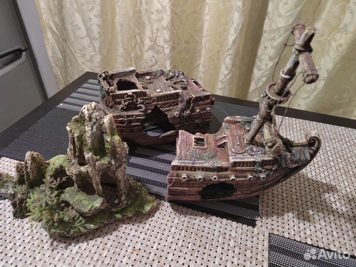 Декорации для аквариума корабль