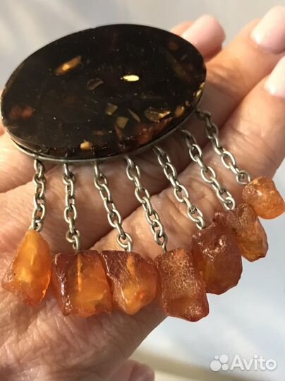 Брошь янтарь Прибалтика СССР