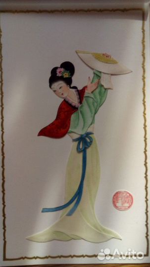 Открытка Япония.Гейша.Витраж